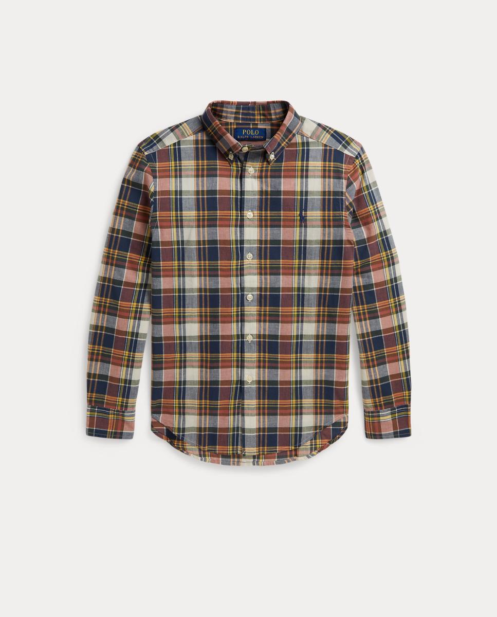 Camisa em Algodão Madras aos Quadrados Multicolor-4
