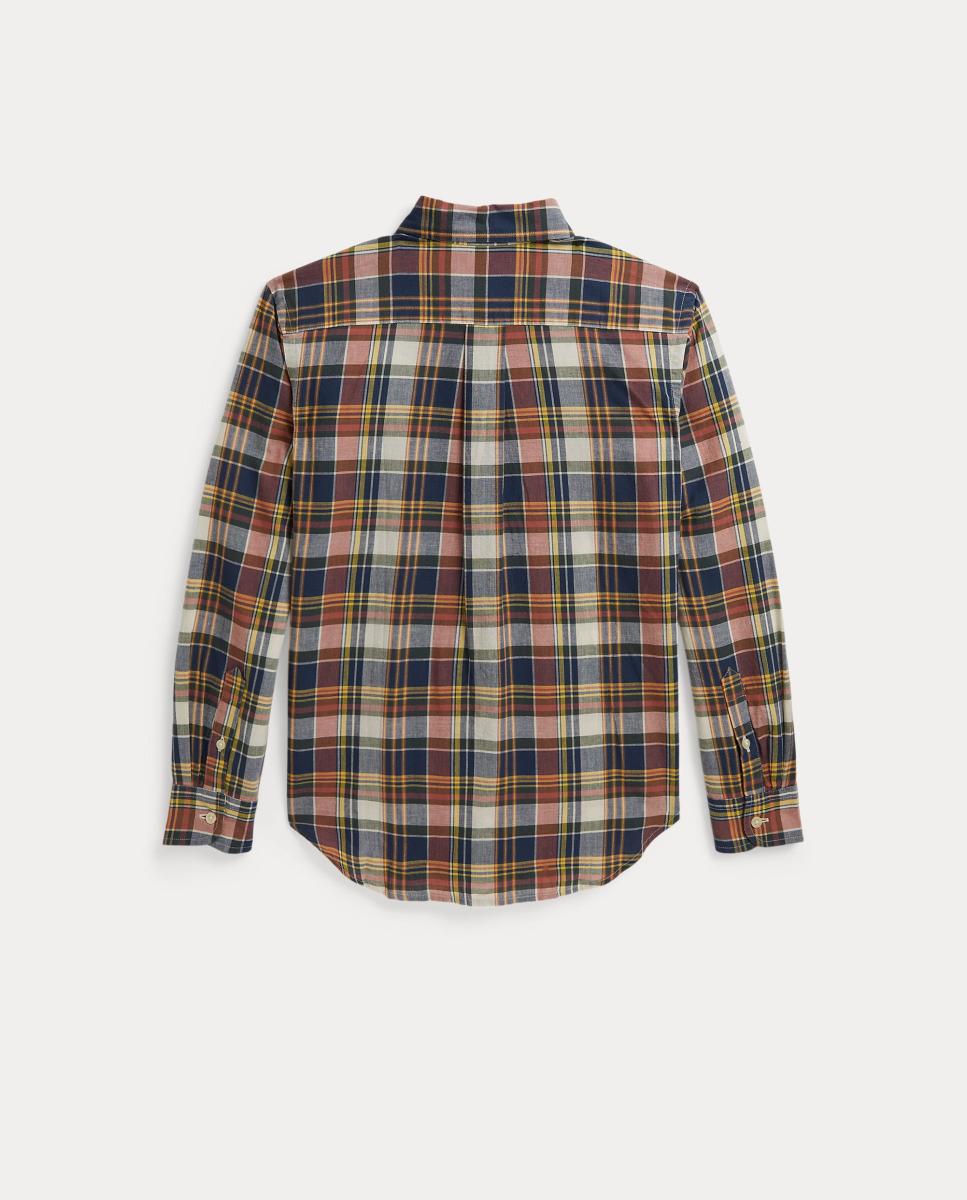 Camisa em Algodão Madras aos Quadrados Multicolor-5