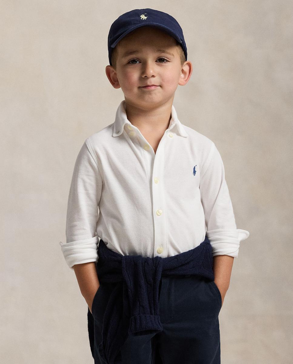 Camisa de Piqué de Algodão Ultraligeiro Polo Ralph Lauren Branco-2