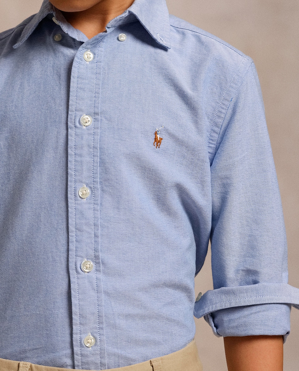 Camisa Oxford de Algodão Azul-claro-2