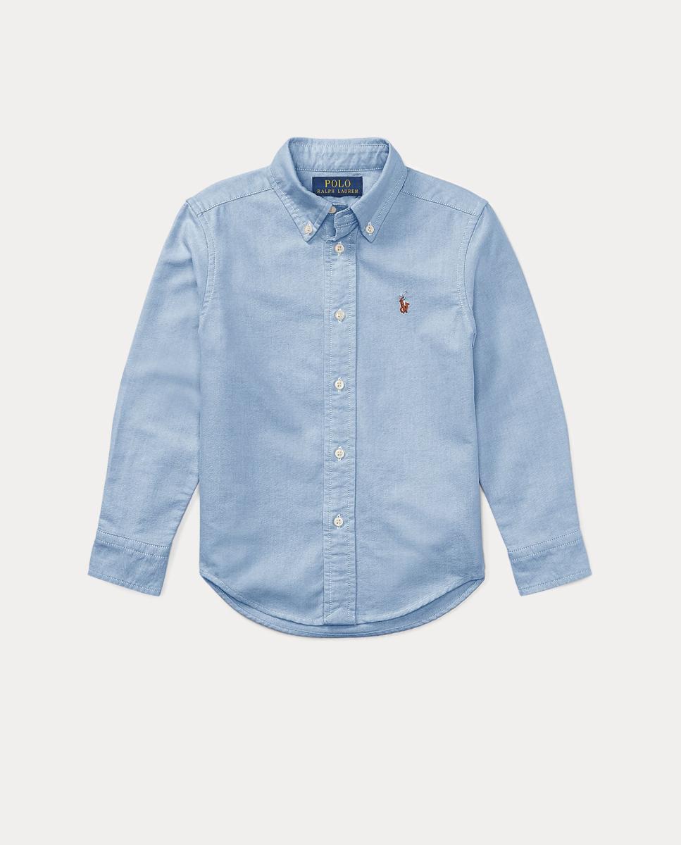 Camisa Oxford de Algodão Azul-claro-5