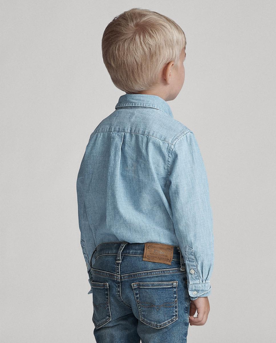 Camisa de Algodão com Manga Comprida Azul-claro-3