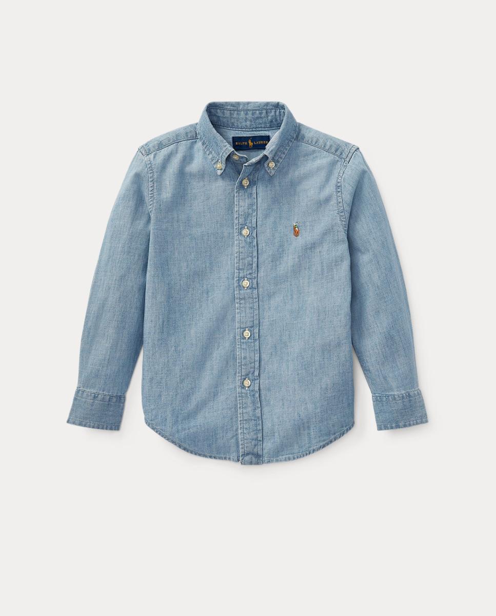 Camisa de Algodão com Manga Comprida Azul-claro-5