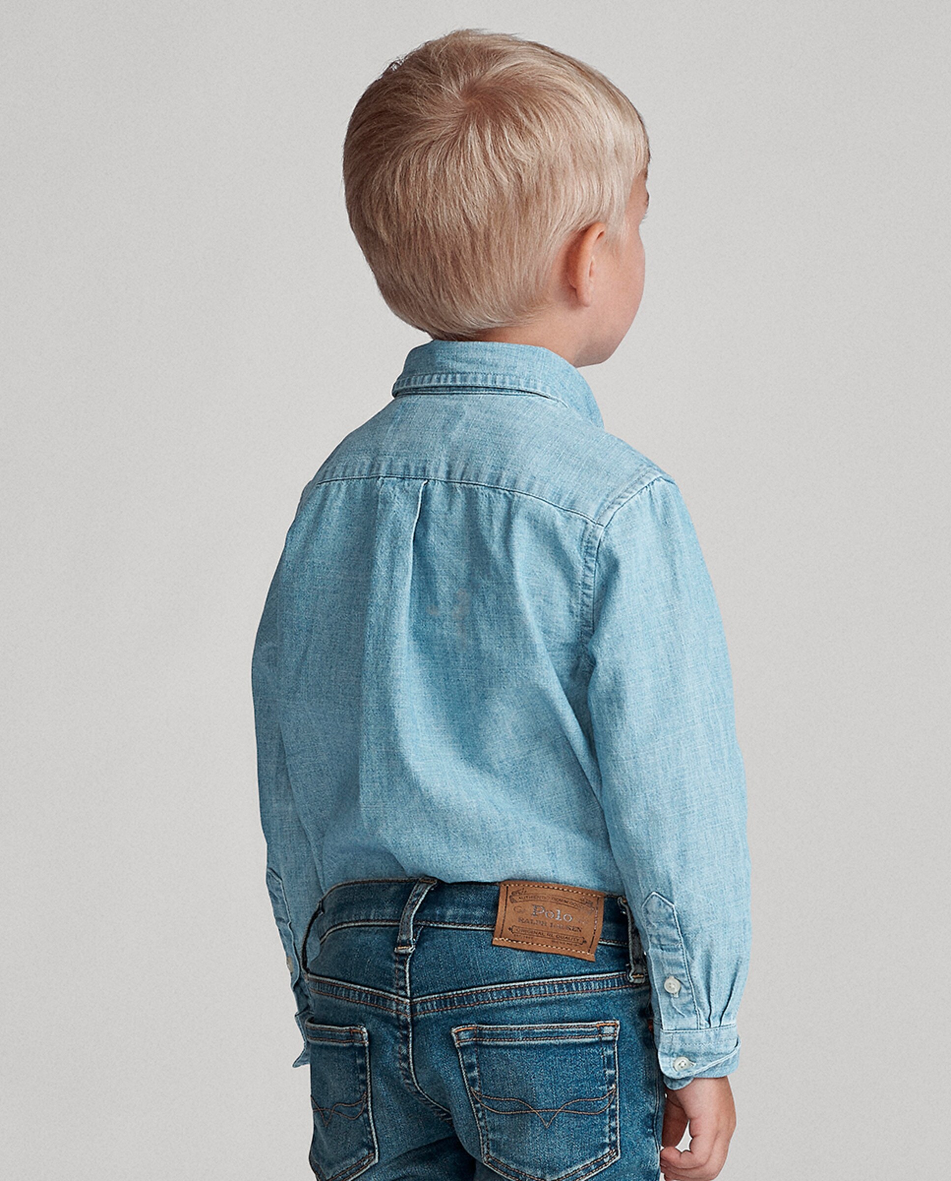 Camisa de Algodão com Manga Comprida Polo Ralph Lauren Azul-claro-4