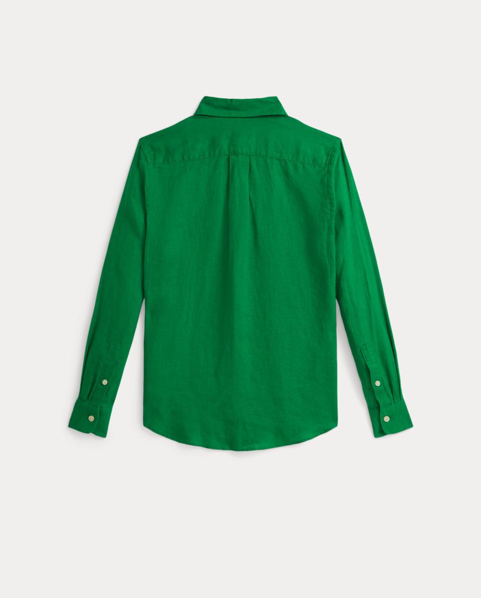 Camisa de Linho com Logótipo Polo Ralph Lauren Verde-2
