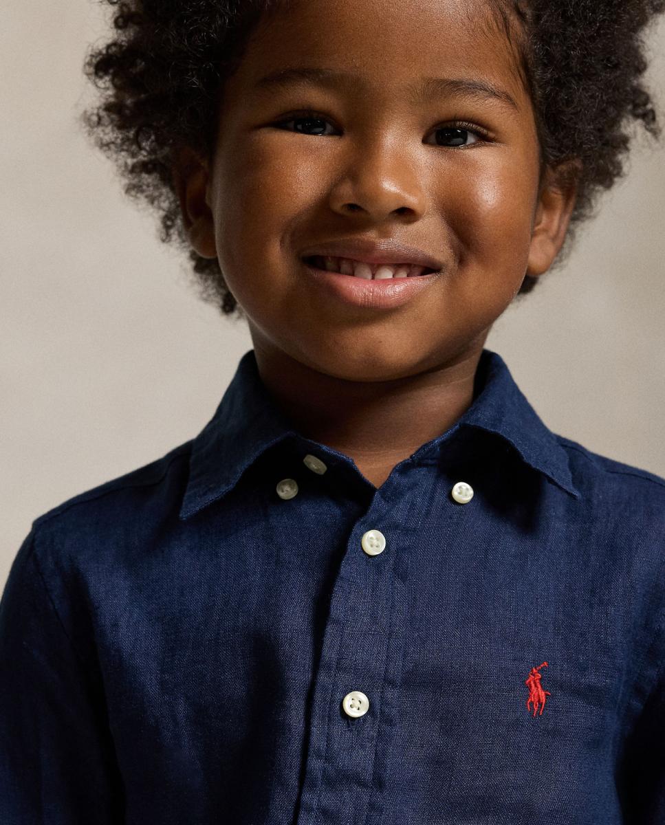 Camisa de Linho com Cavalo Polo Ralph Lauren Azul-marinho-2