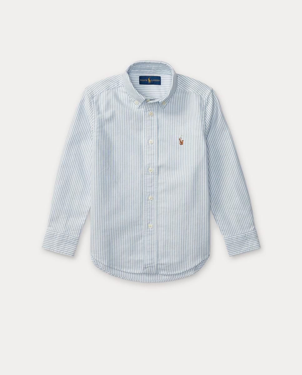 Camisa Oxford de Algodão com Cavalo Bordado Azul-claro-4