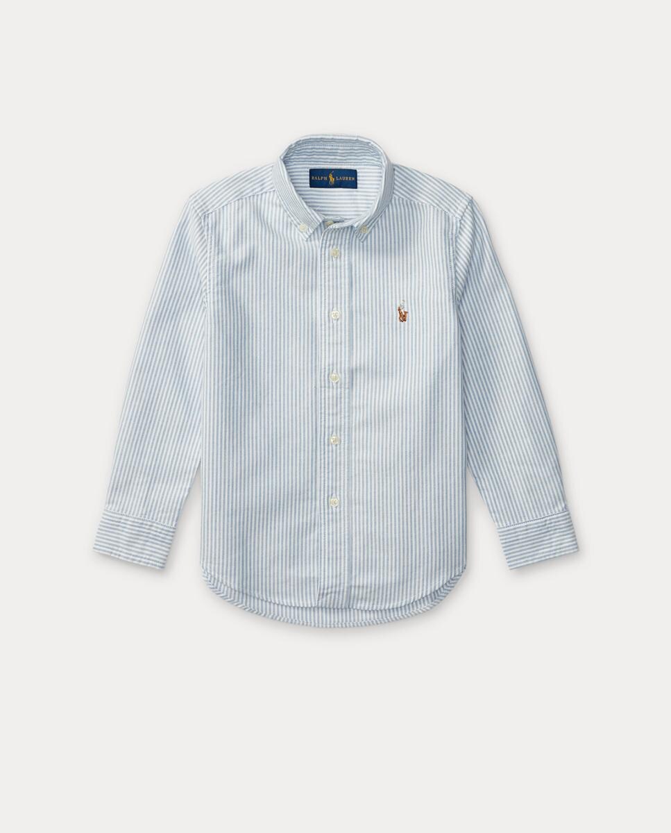 Camisa Oxford de Algodão com Cavalo Bordado Azul-claro-4