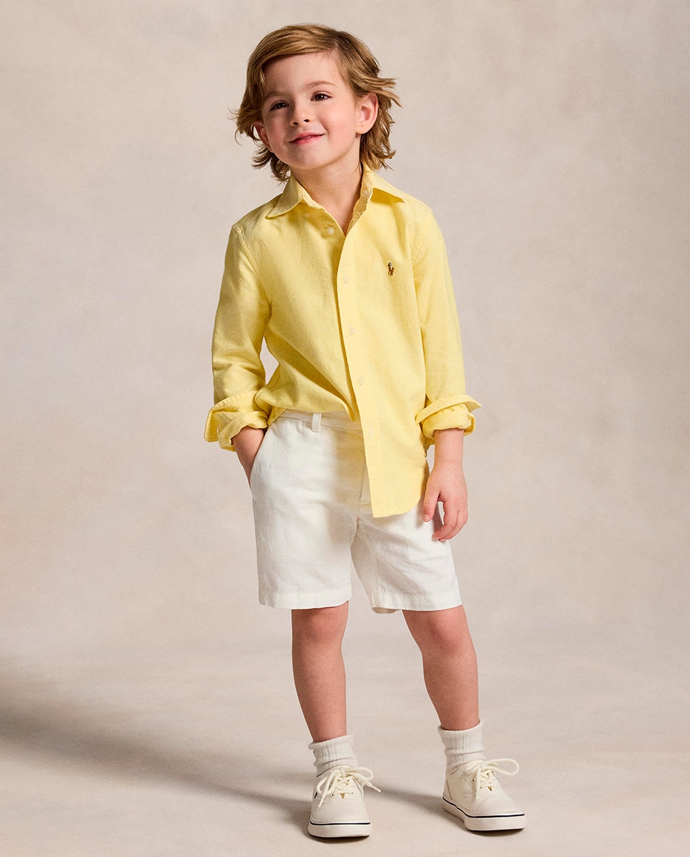 Camisa Oxford de Algodão Polo Ralph Lauren Amarelo-3