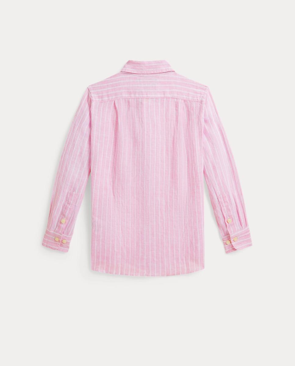 Camisa de Linho Estampada Branco / Rosa-2