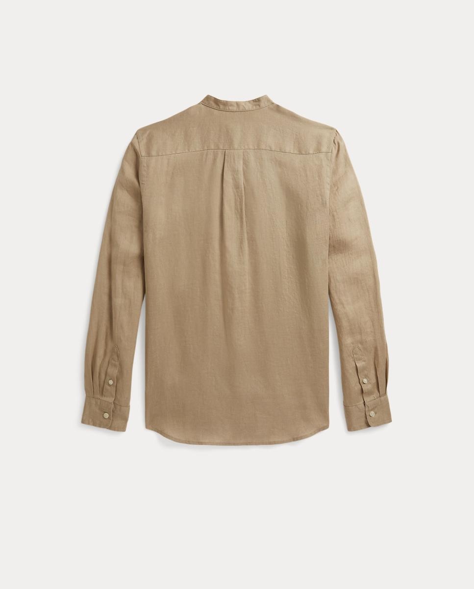 Camisa de Linho com Cavalo Bordado Caramelo-2