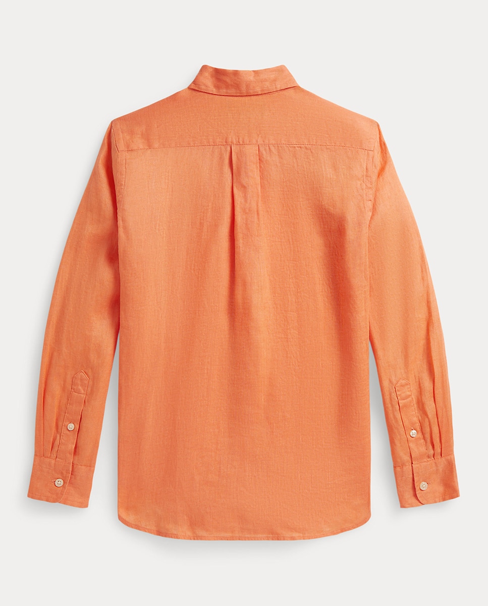 Camisa de Linho com Cavalo Polo Ralph Lauren Laranja-2