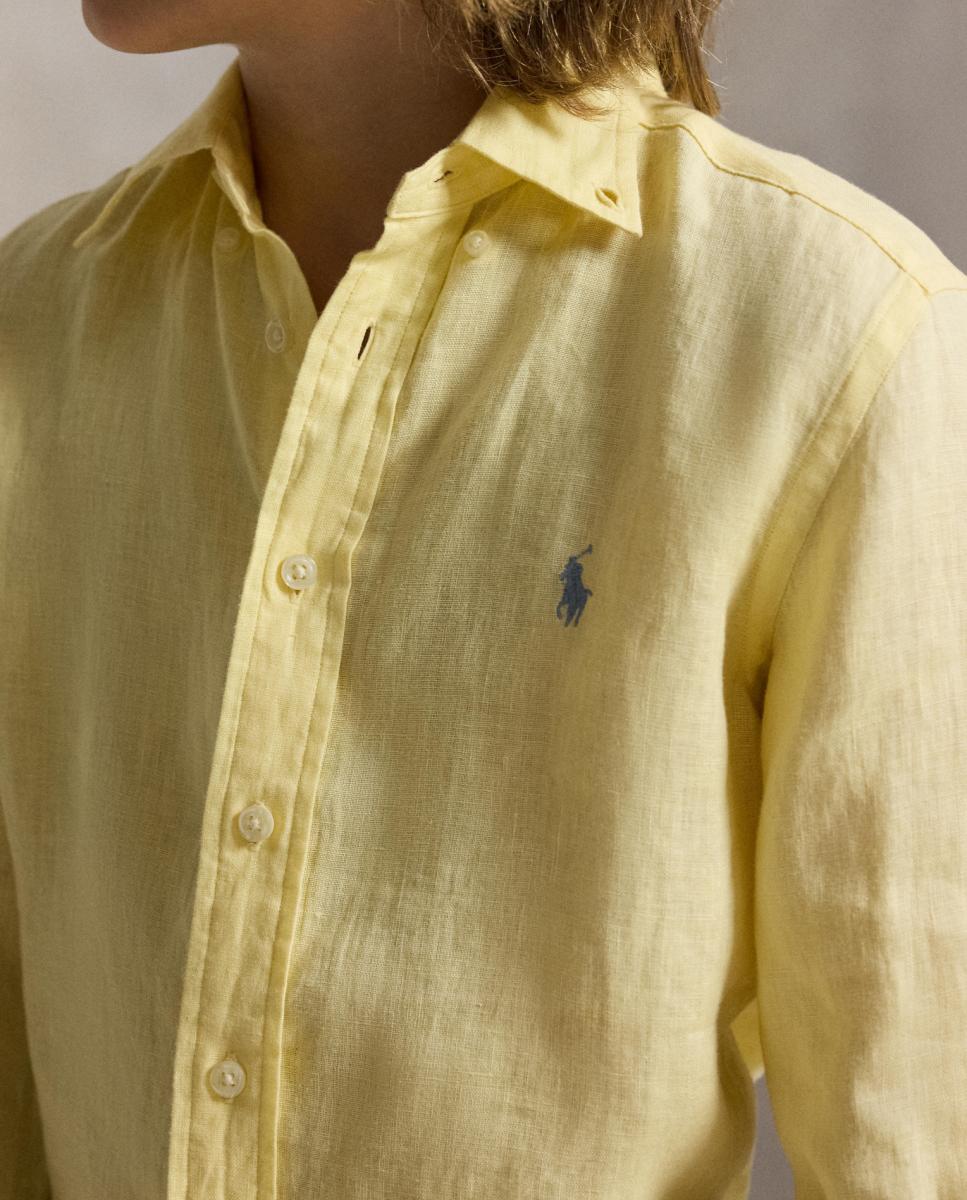 Camisa de Linho com Cavalo Polo Ralph Lauren Amarelo-2