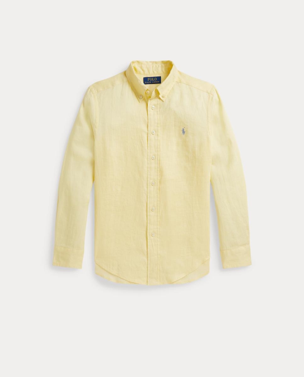 Camisa de Linho com Cavalo Polo Ralph Lauren Amarelo-4