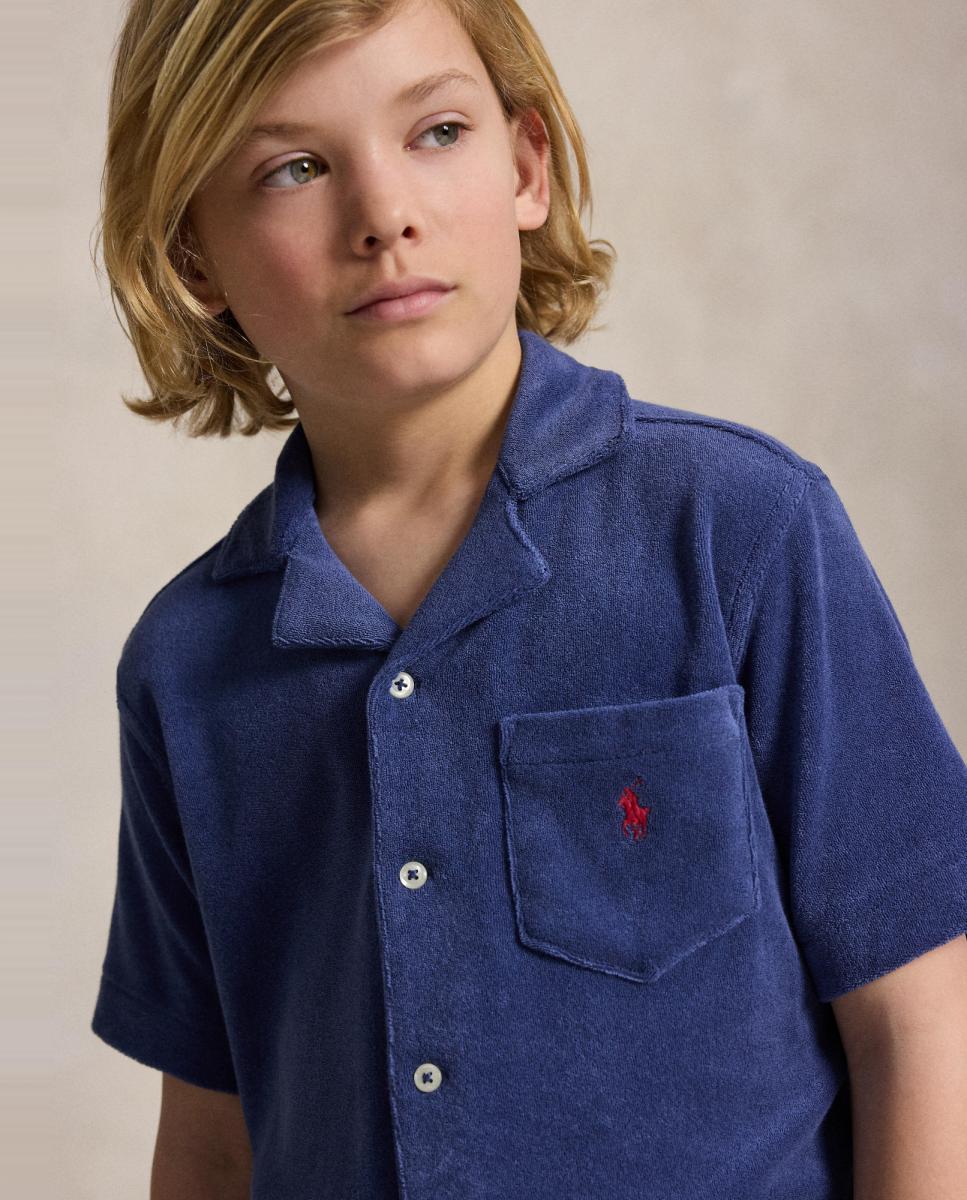 Camisa de Manga Curta com Tecido de Toalha Polo Ralph Lauren Azul-marinho-2