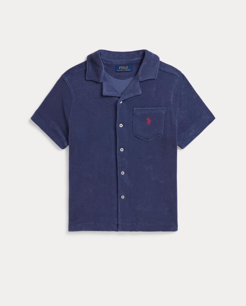 Camisa de Manga Curta com Tecido de Toalha Polo Ralph Lauren Azul-marinho-4