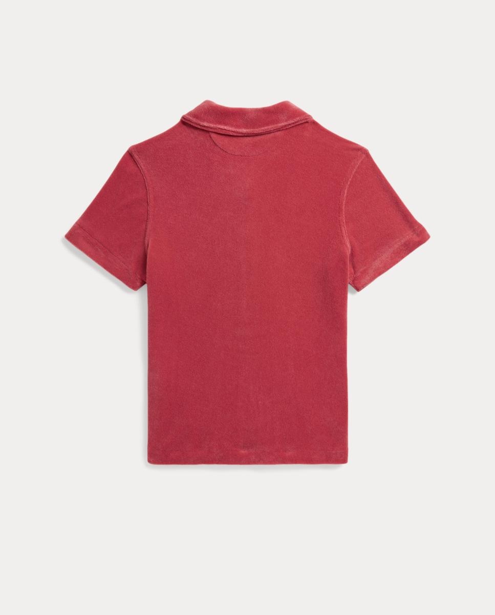 Camisa de Manga Curta com Tecido de Toalha Polo Ralph Lauren Vermelho-5