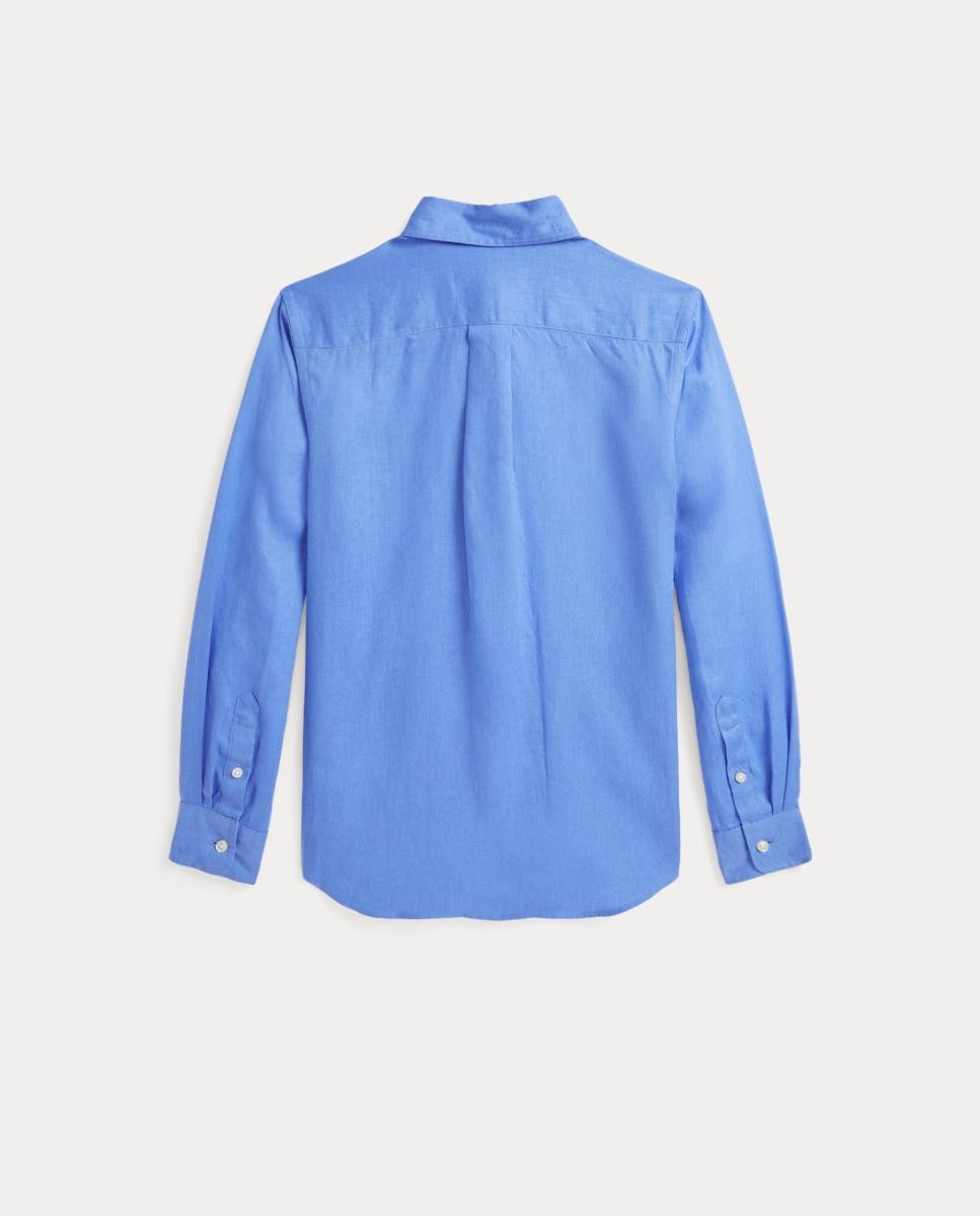 Camisa de Linho com Cavalo Polo Ralph Lauren Azul-5