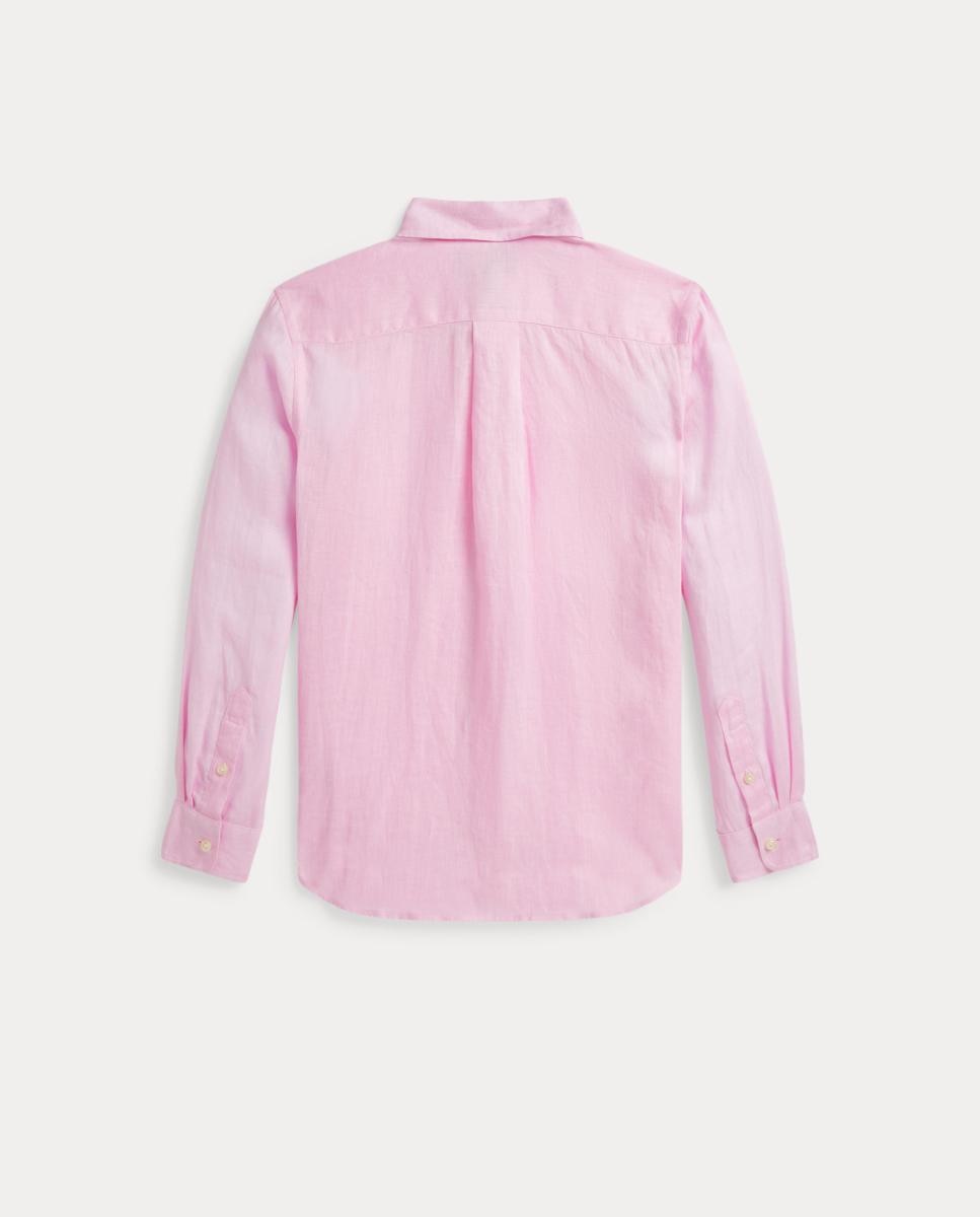 Camisa de Linho com Cavalo Polo Ralph Lauren Rosa-claro-5