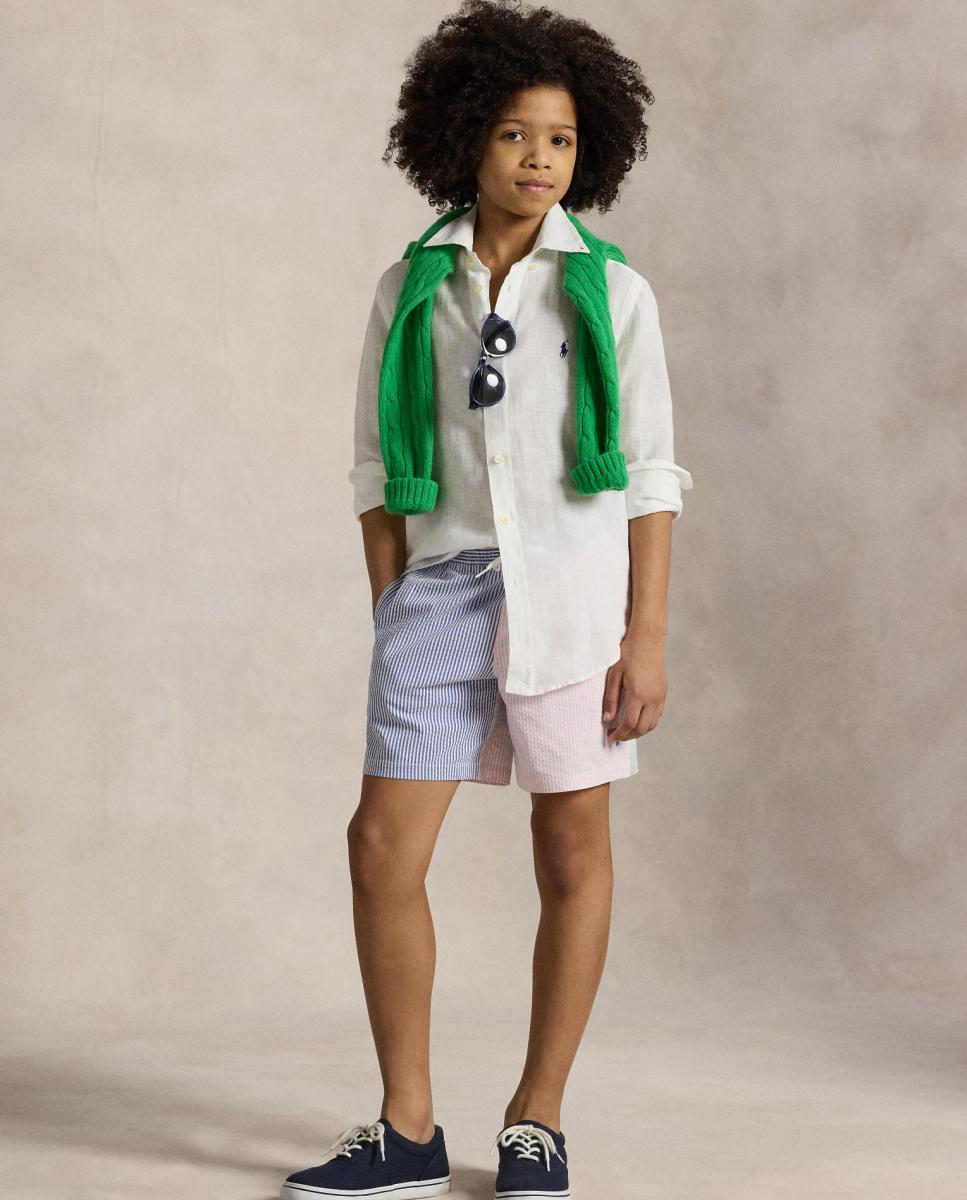 Camisa de Linho com Manga Comprida Branco-2