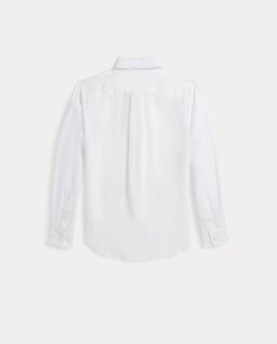 Camisa de Linho com Manga Comprida Branco-6