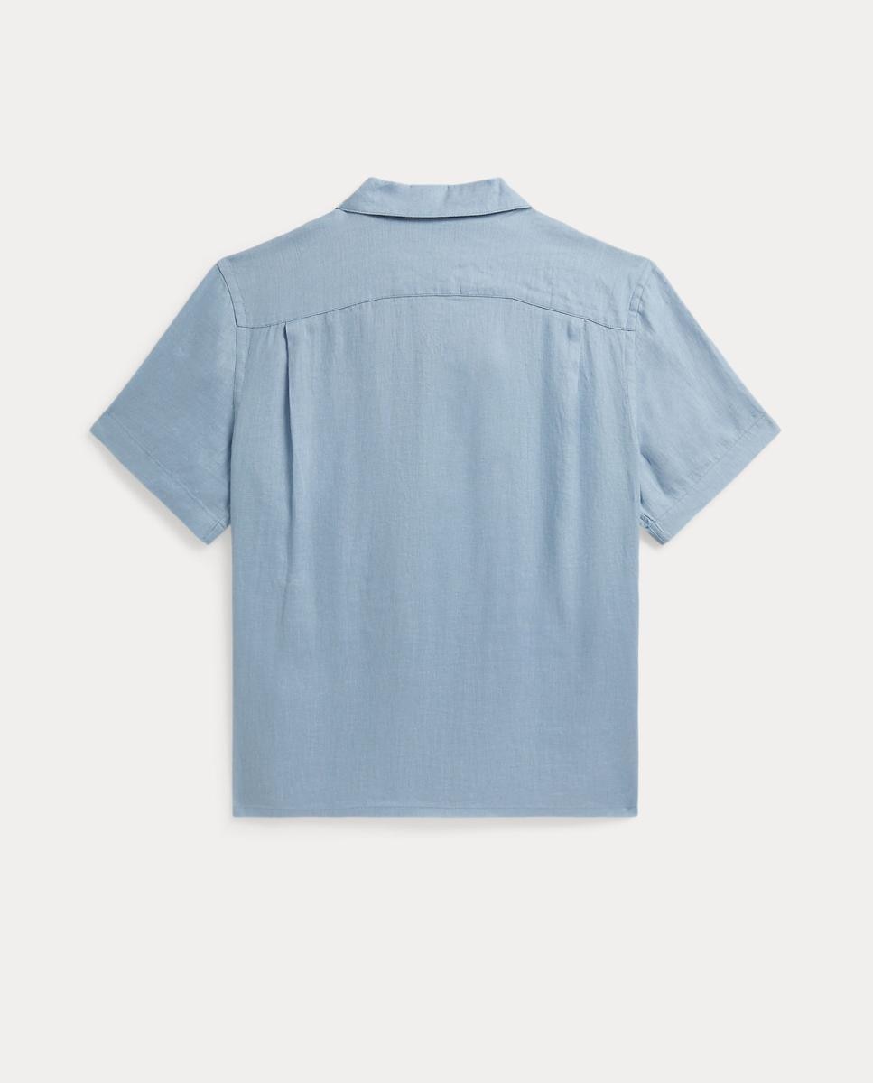 Camisa de Linho com Manga Curta Polo Ralph Lauren Índigo-5