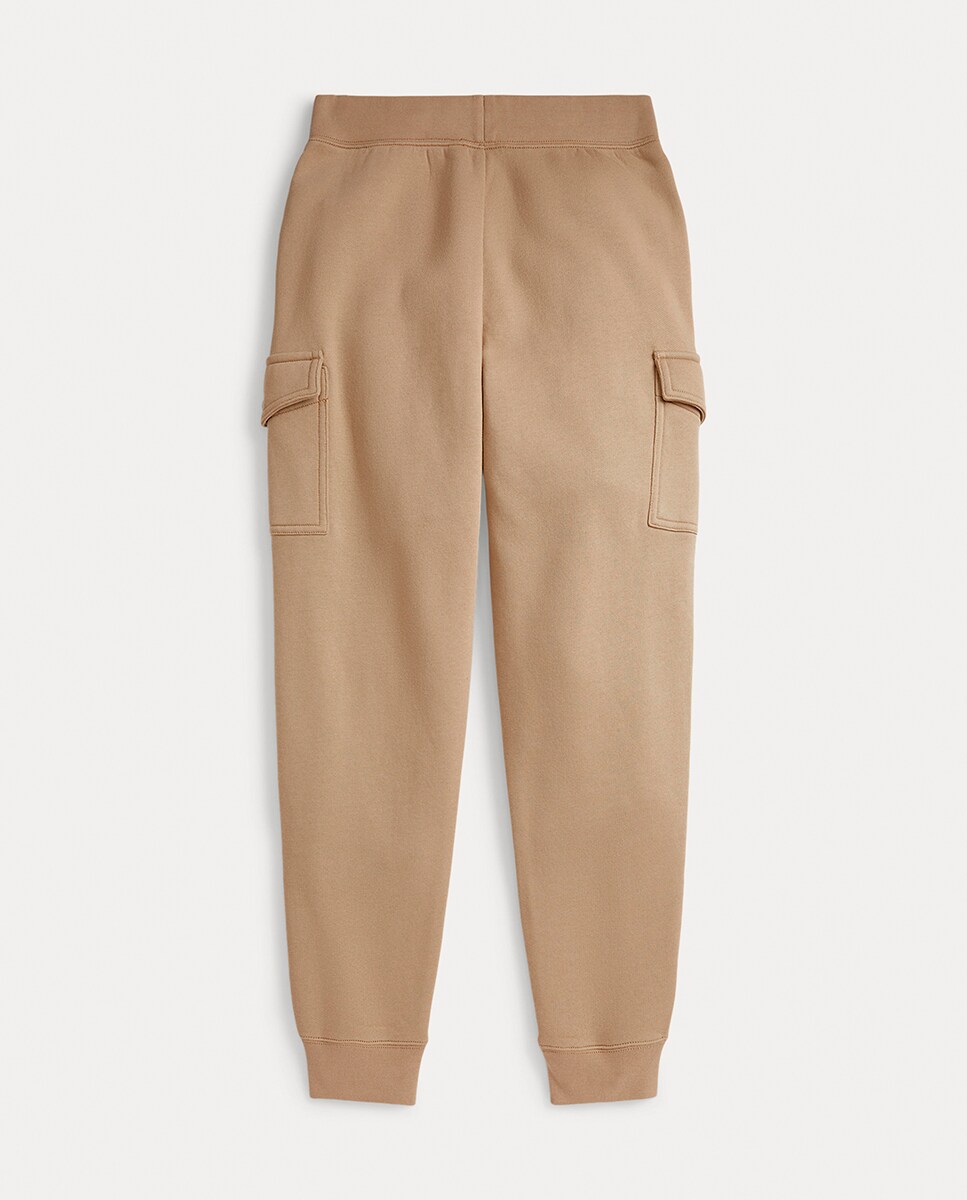 Calças Cargo de Felpa Bege-5