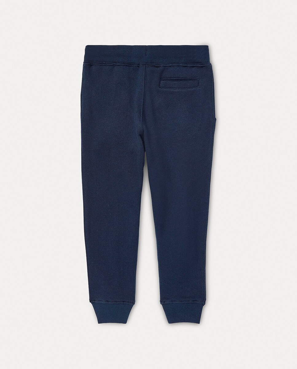 Calças Desportivas Unissexo de Felpa com Cavalo Bordado Azul-marinho-5