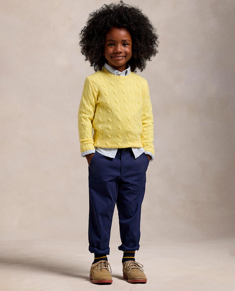 Calças Chino de Algodão com Cintura Elástica Azul-marinho-5