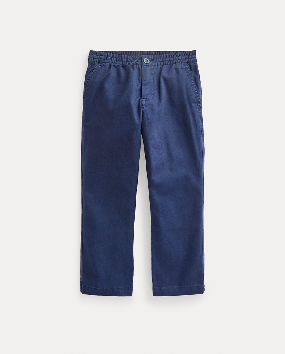 Calças Chino de Algodão com Cintura Elástica Azul-marinho-6