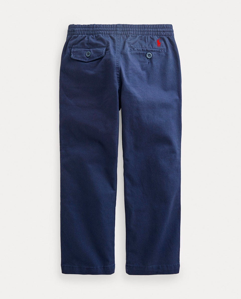 Calças Chino de Algodão com Cintura Elástica Azul-marinho-7