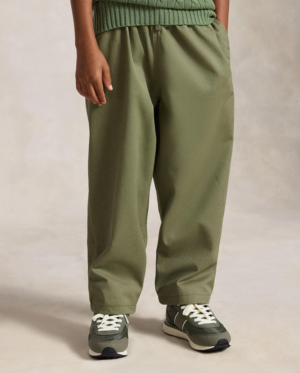 Calças Desportivas Oversized de Algodão Verde-militar-2