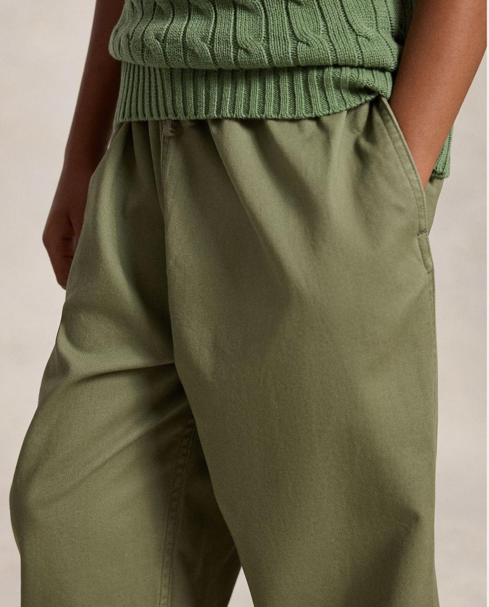 Calças Desportivas Oversized de Algodão Verde-militar-3