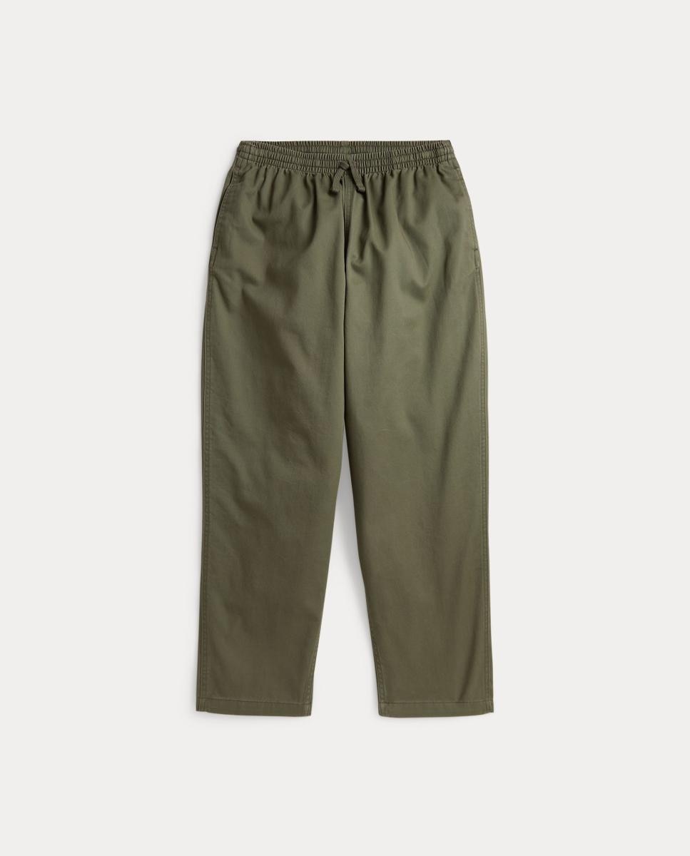 Calças Desportivas Oversized de Algodão Verde-militar-4