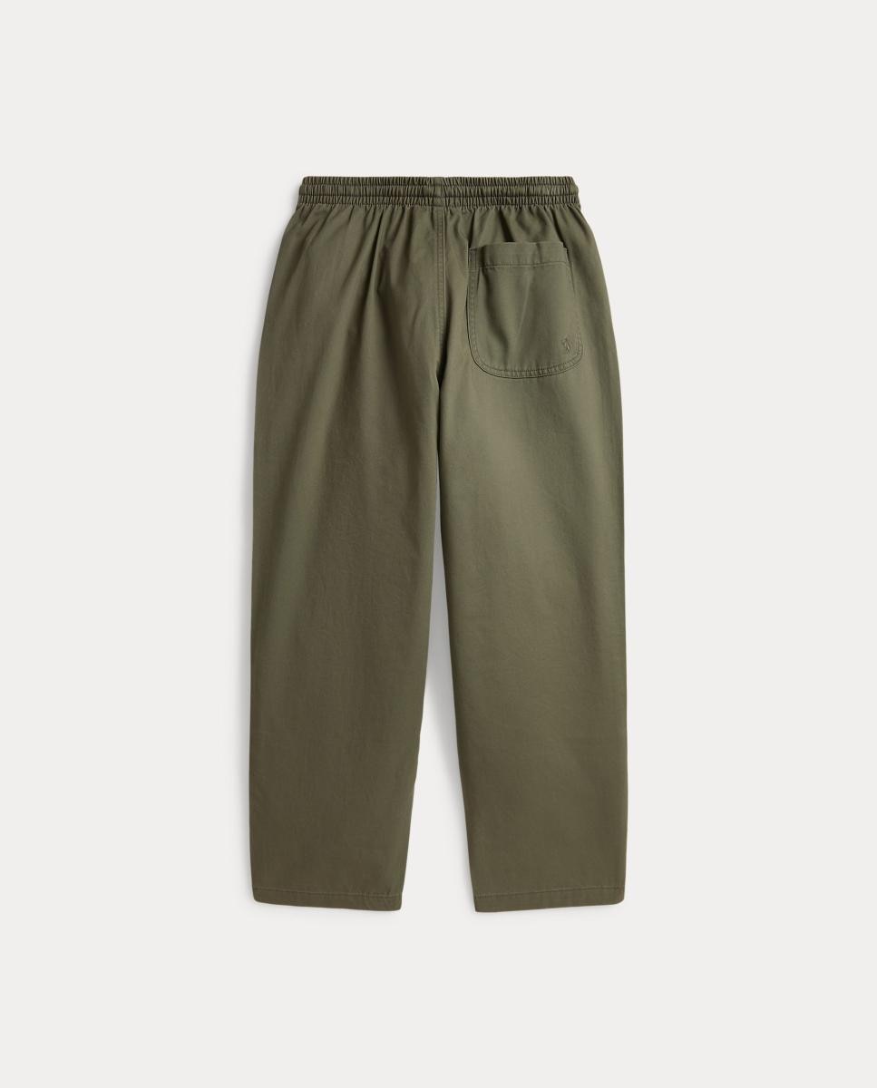 Calças Desportivas Oversized de Algodão Verde-militar-5