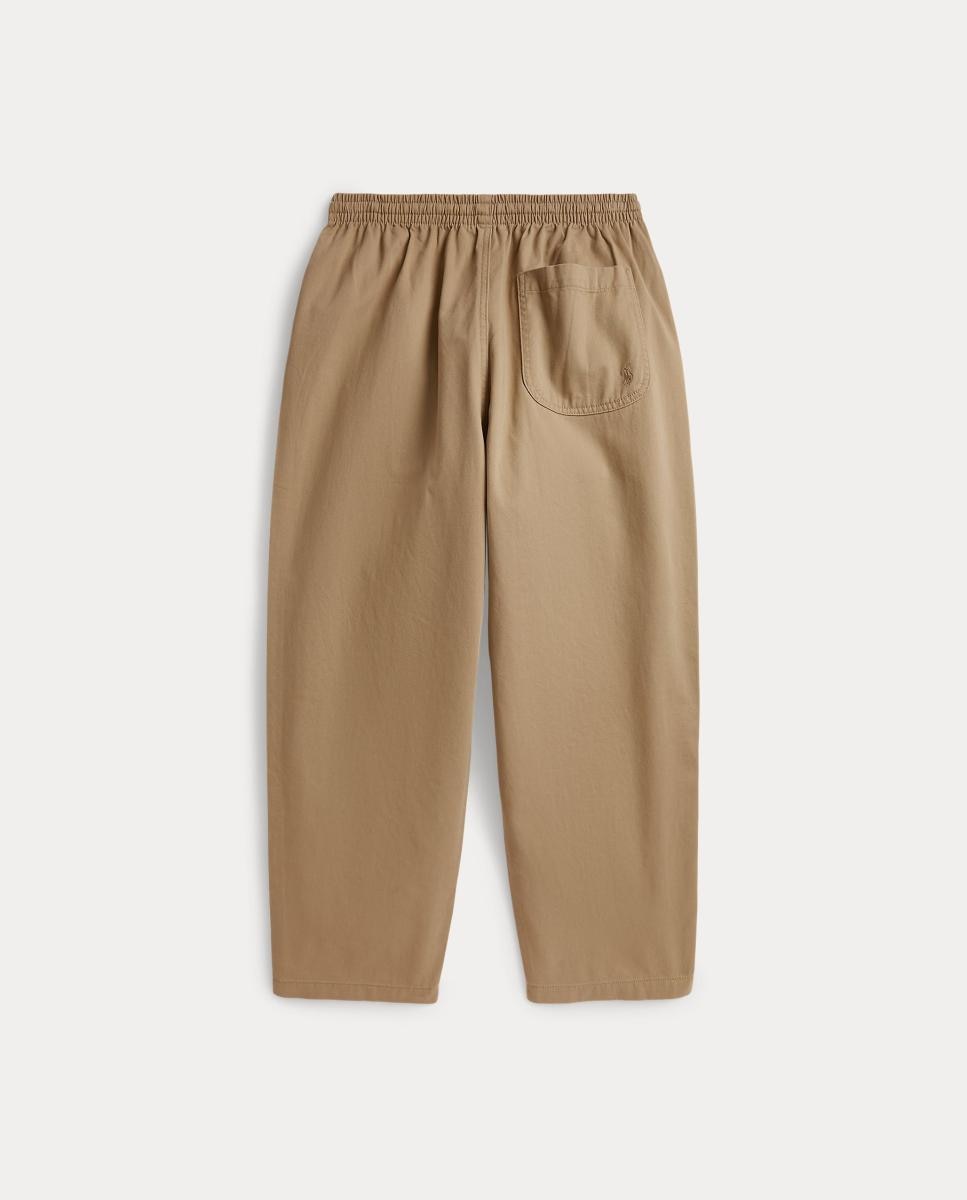 Calças Desportivas Oversized de Algodão Camel-5