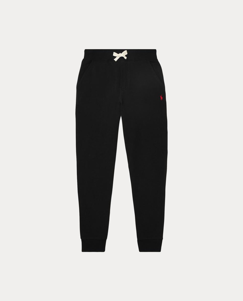 Calças Desportivas de Felpa com Cavalo Bordado Preto-4