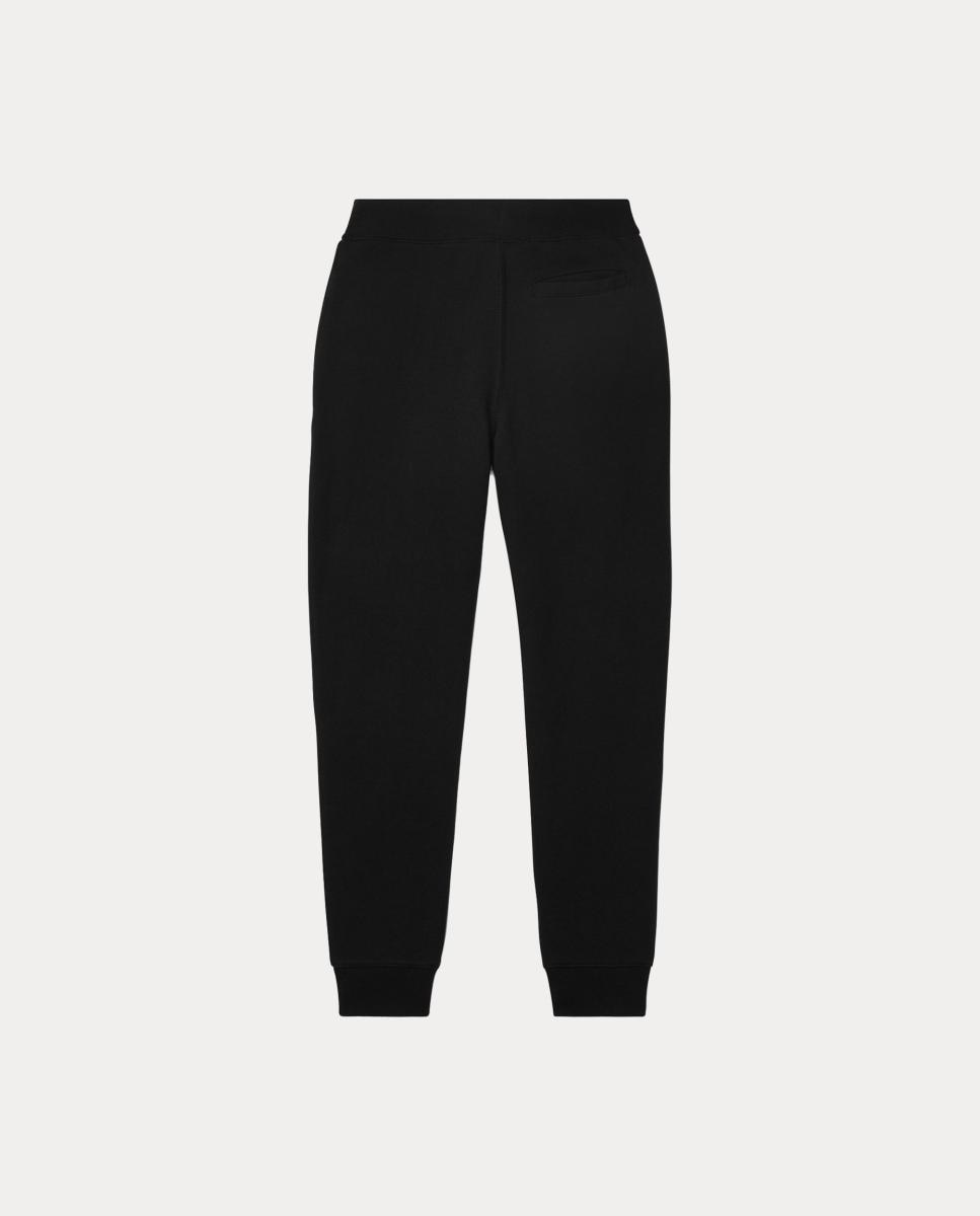 Calças Desportivas de Felpa com Cavalo Bordado Preto-5