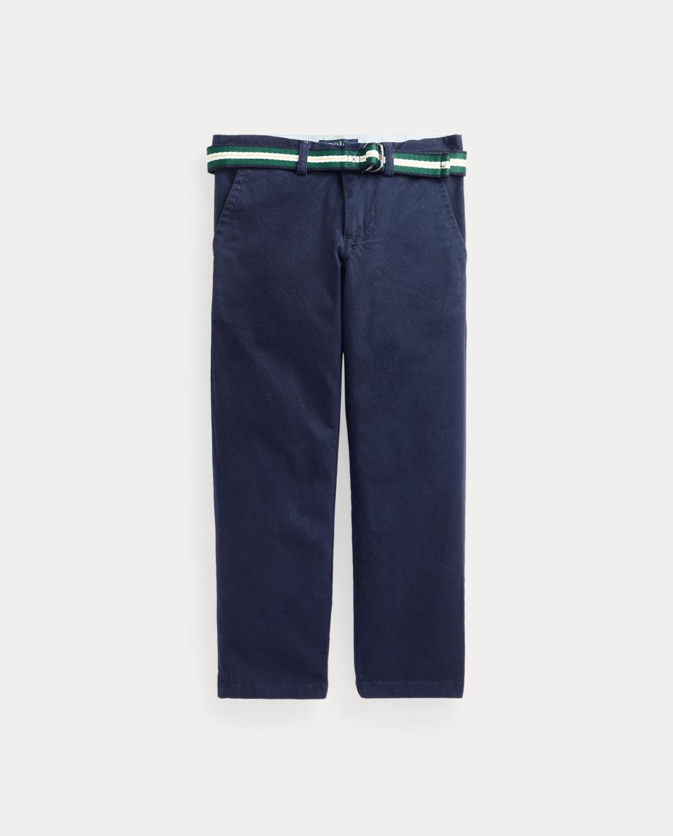 Calças Chino com Cinto e em Algodão - Azul-Marinho Azul-marinho-4