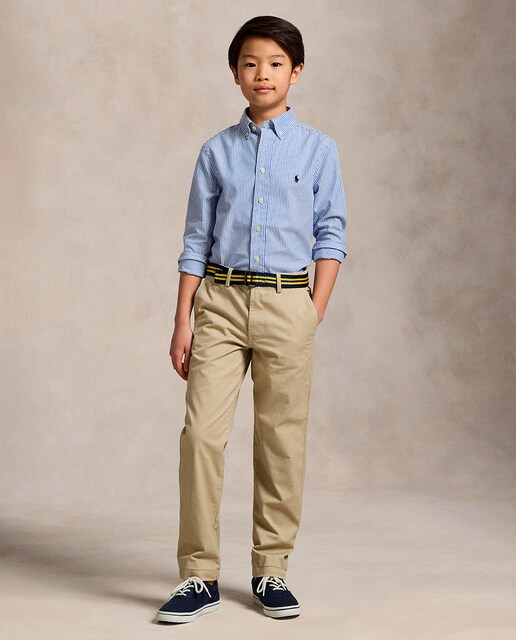 Imagen 0 de Chino de niño de algodón en kaki con cinturón