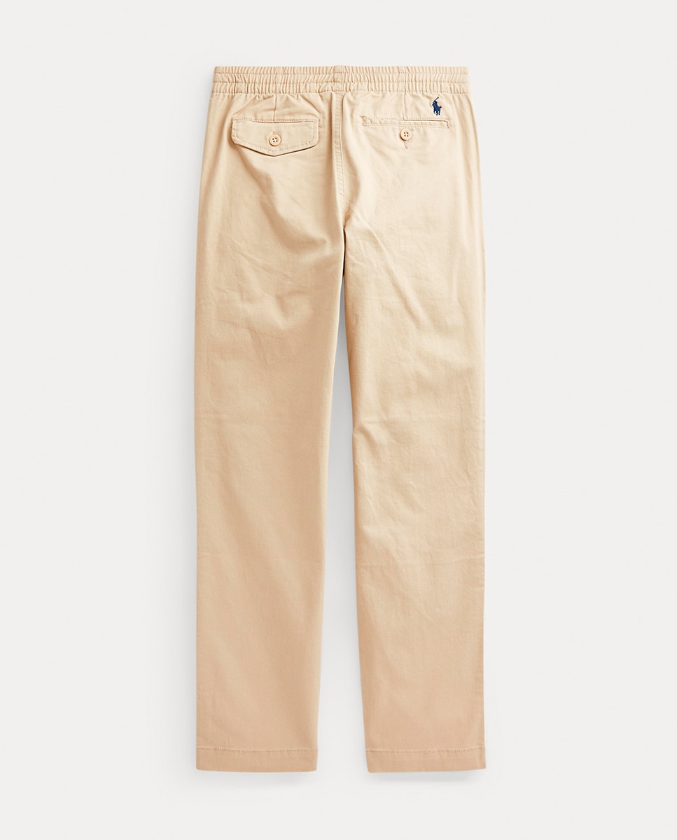 Calças Chino de Sarja com Cavalo Bordado Polo Ralph Lauren Bege-2