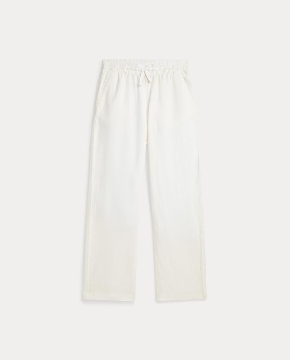 Calças Chino de Linho com Cavalo Bordado Polo Ralph Lauren Cru-1
