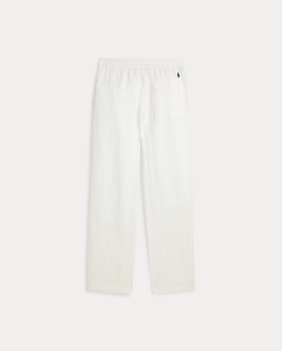 Calças Chino de Linho com Cavalo Bordado Polo Ralph Lauren Cru-2