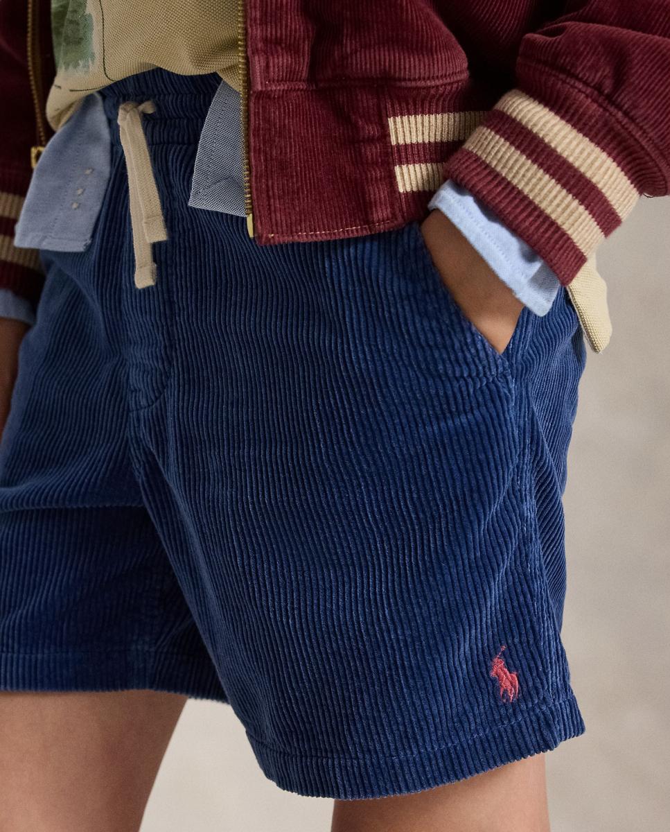 Calções de Bombazina com Cavalo Bordado Polo Ralph Lauren Azul-índigo-3