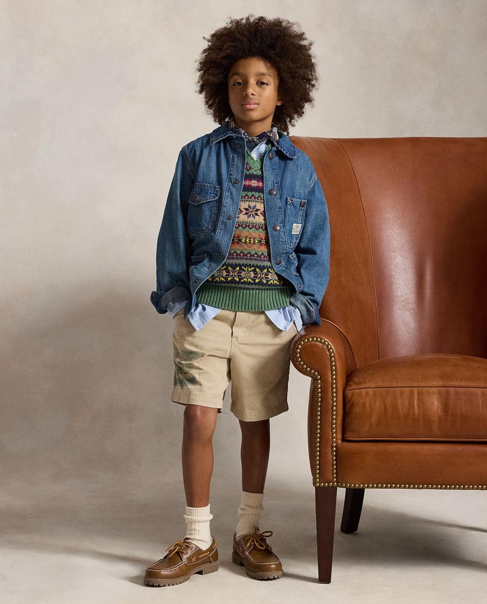 Calções de Sarja com Estampado Polo Ralph Lauren Bege-4