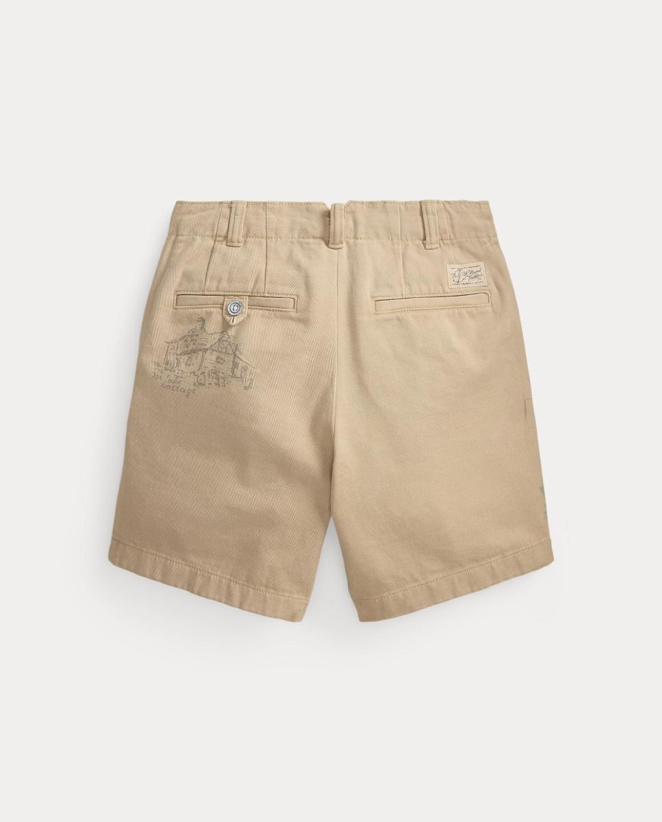 Calções de Sarja com Estampado Polo Ralph Lauren Bege-6