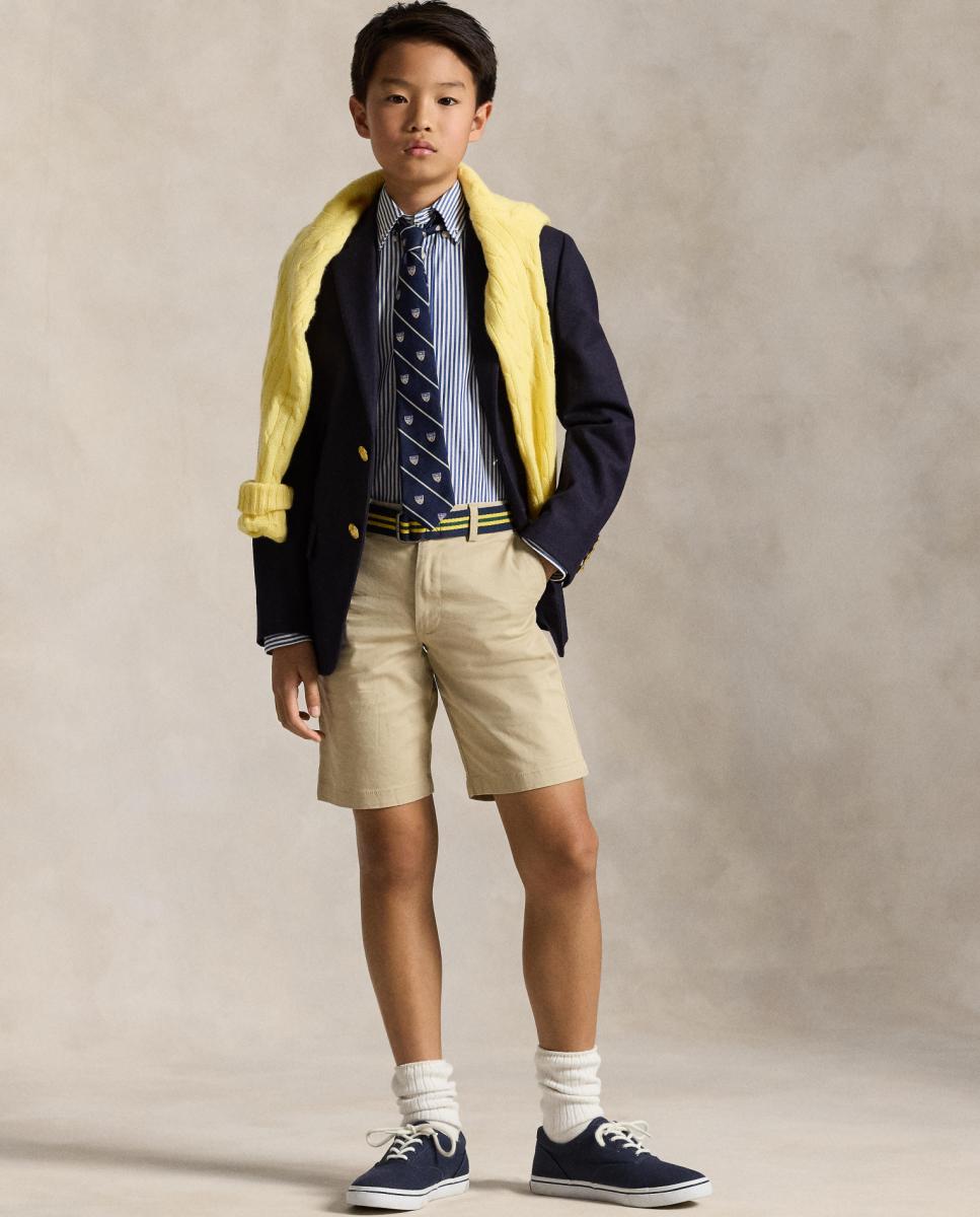 Calções Bedford de Algodão Bege-1