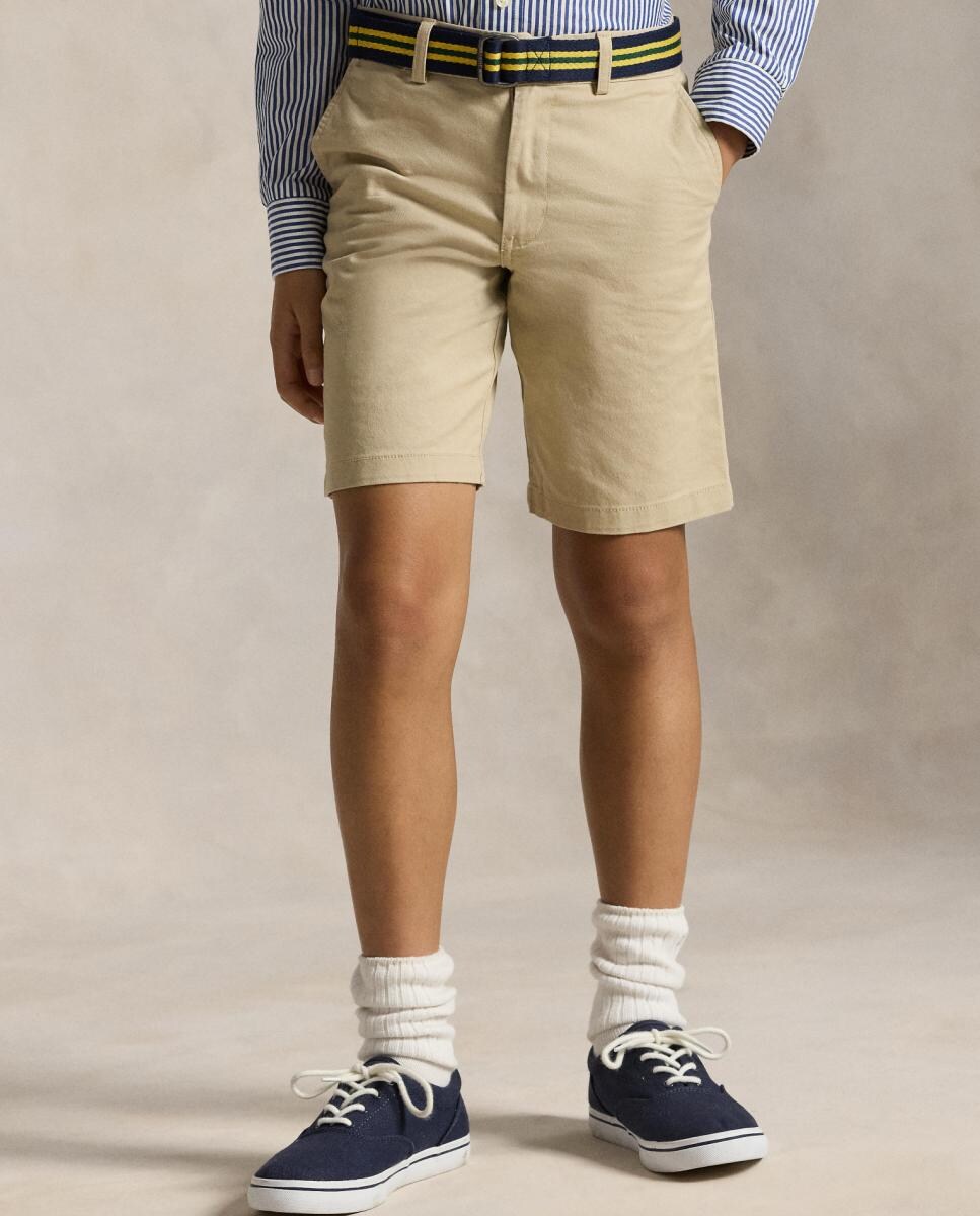 Calções Bedford de Algodão Bege-2