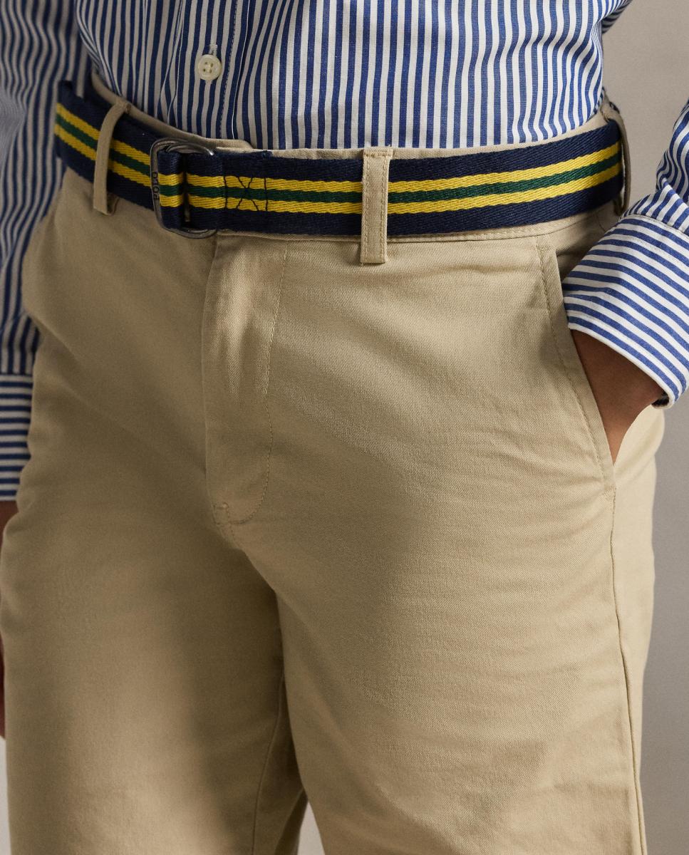 Calções Bedford de Algodão Bege-3