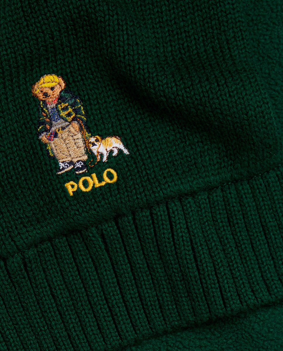 Cachecol de Criança de Algodão com Polo Bear Verde-escuro-2